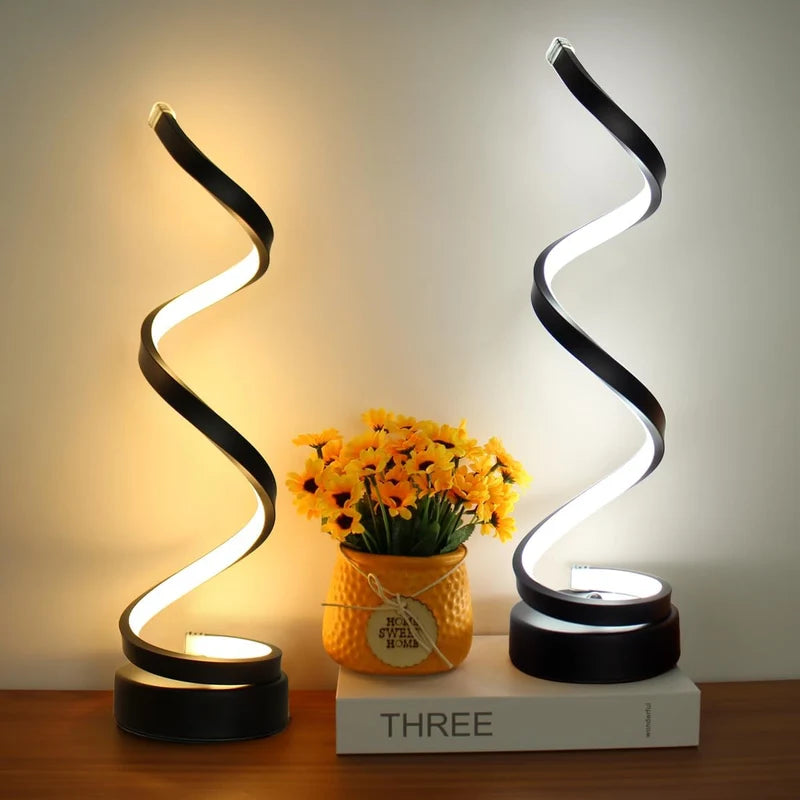 LED Tafellamp met Spiraaldesign – Dimbaar met 3 Lichtkleuren
