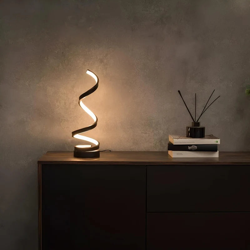 LED Tafellamp met Spiraaldesign – Dimbaar met 3 Lichtkleuren
