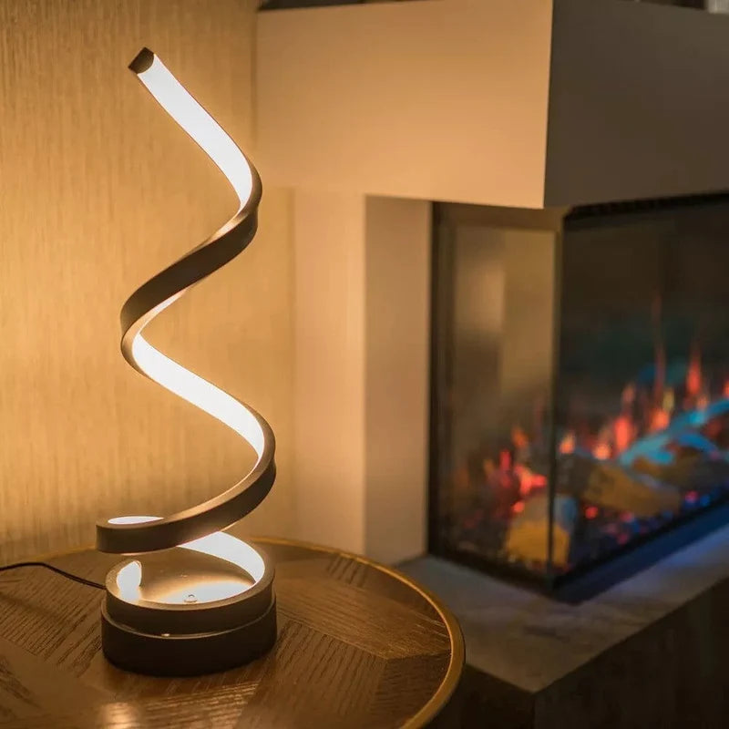 LED Tafellamp met Spiraaldesign – Dimbaar met 3 Lichtkleuren